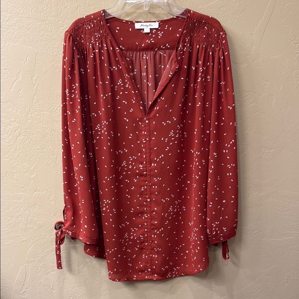 Monday Fun Deep Orange V neck blouse